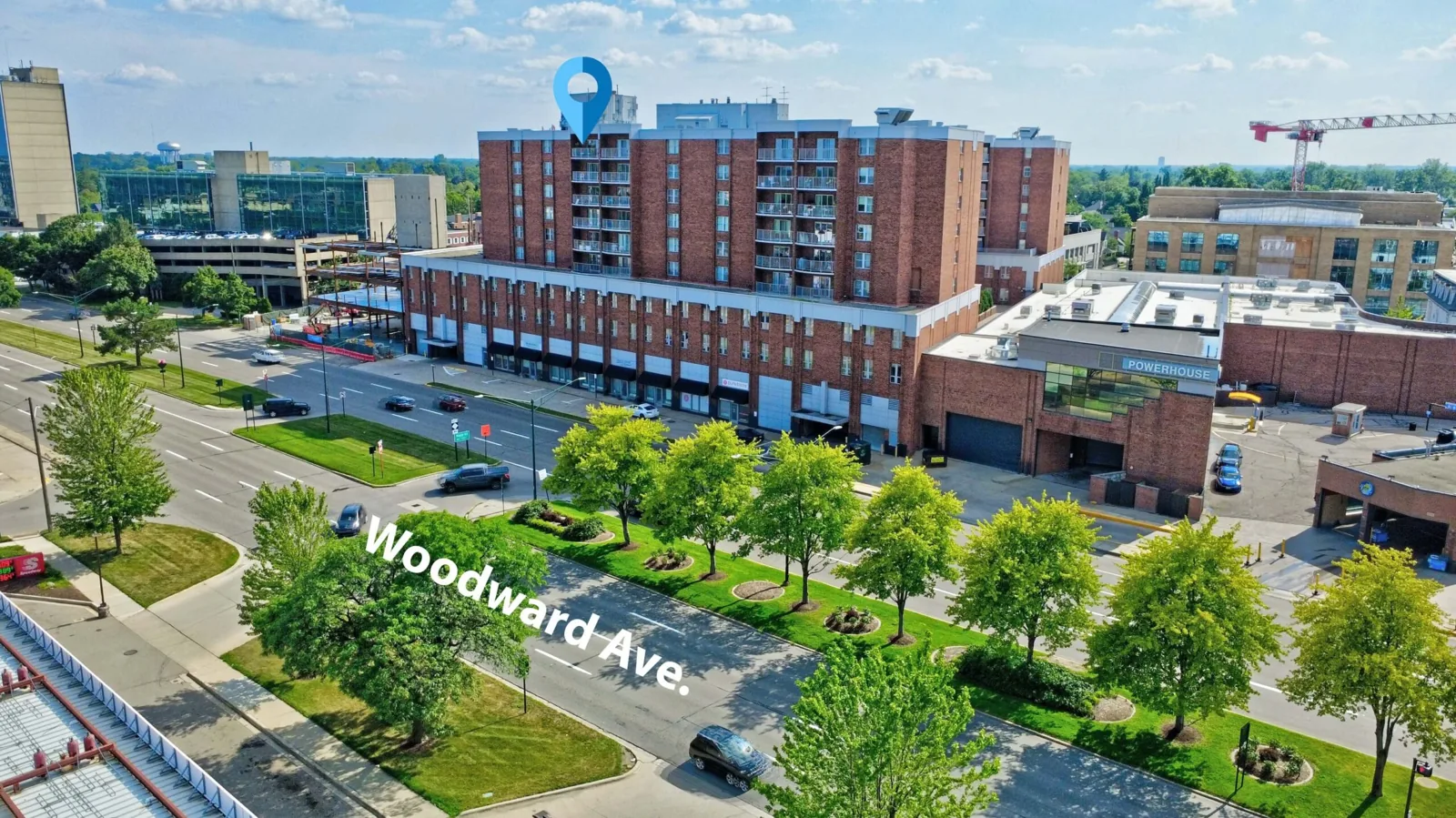 Aerial view of 411 S Old Woodward Avenue property example